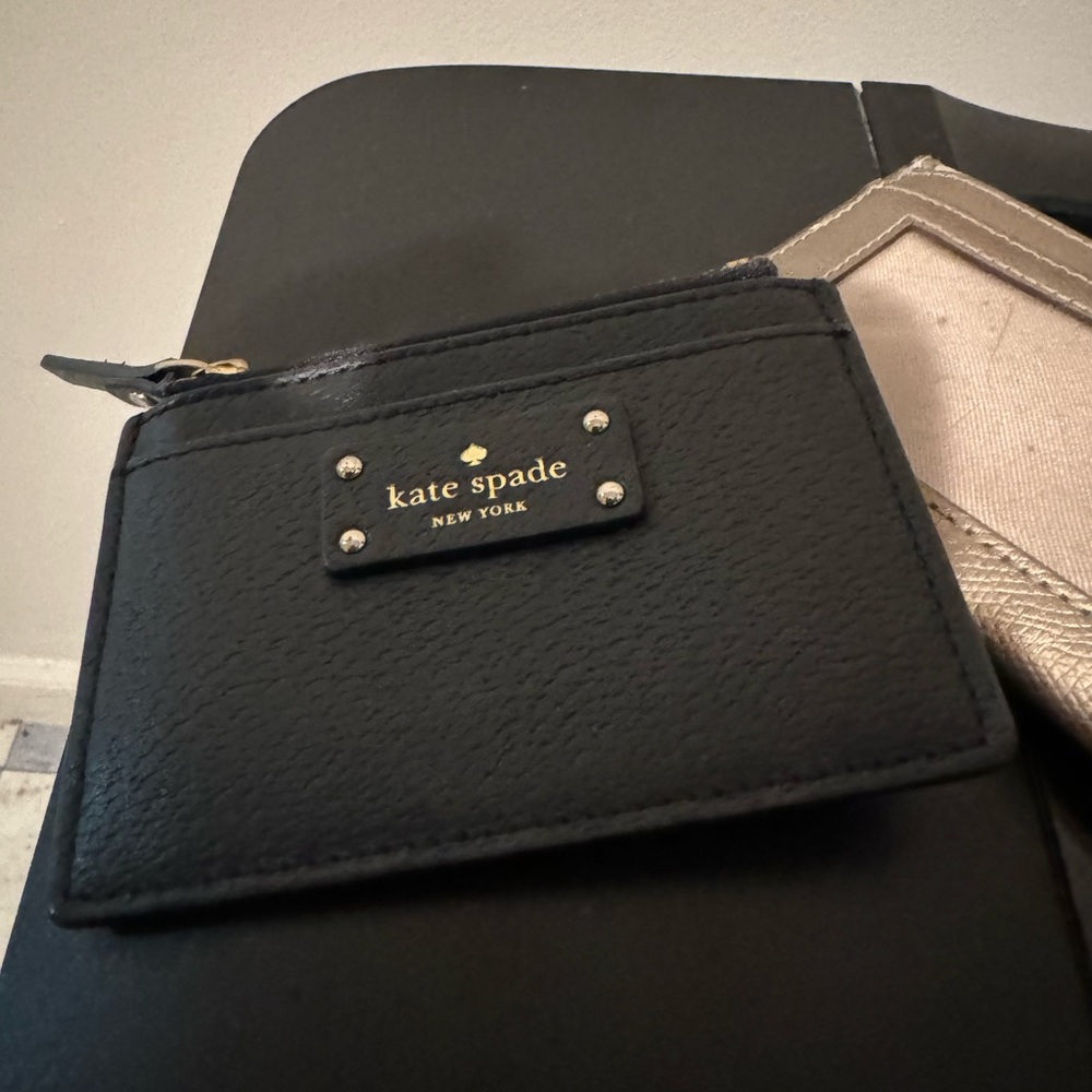 Women’s black leather Kate spade card case